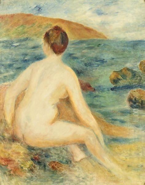 Baigneuse Nue Assise Au Bord De La Mer - view 1