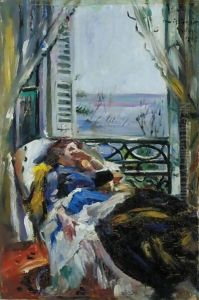 Frau Im Liegestuhl Am Fenster (Woman In A Deckchair By The Window) by Lovis (Franz Heinrich Louis) Corinth