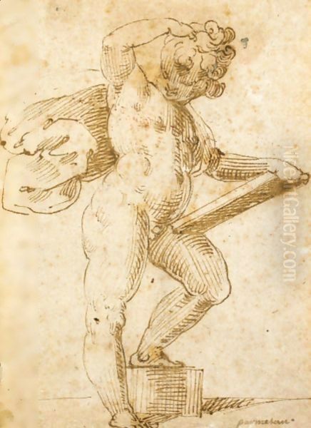 Figura Di Putto Con Tavoletta - view 1