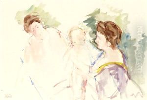 Deux Meres Et Un Enfant Dans Un Bateau by Mary Cassatt