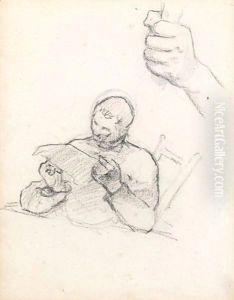 Personnage Lisant Et Etude De Main by Paul Gauguin
