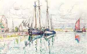 Voiliers Au Port De Saint Vaast La Hougue by Paul Signac