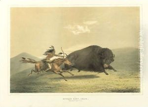 Buffalo Hunt, Chase And Antelope Shooting by George Catlin