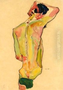 Sitzender Mannlicher Ruckenakt (Seated Male Nude, Back View)