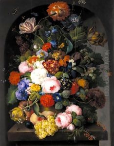 Ein Strauss Mit Rosen, Tulpen Und Mohnblume (Still Life With Roses, Tulips And Poppy) by Franz Xaver Petter