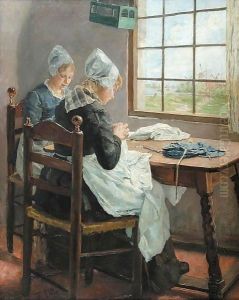 Dutch Seamstresses, Or Sisters In The Sewing Room by Fritz von Uhde