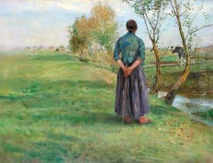 Im Herbst (Die Hirtin Im Dachauer Moos) (Autumn, Or Shepherdess On Dachau Heath) by Fritz von Uhde