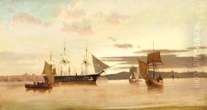 Boats On The Coast Of Constantinople by Anton Melbye