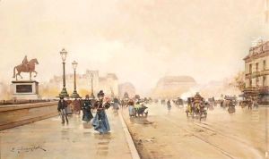 Le Pont Neuf A Paris by Eugene Galien-Laloue