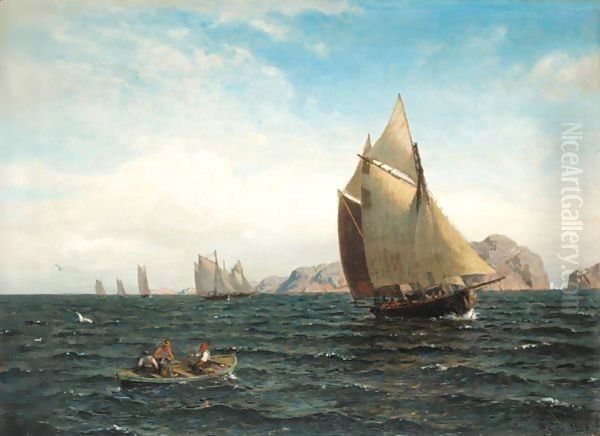 Seilbater Pa Fjorden (Sailing Off The Norwegian Coast) - view 1