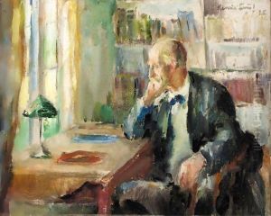 Knut Hamsun I Sitt Arbeidsvarelse (Knut Hamsun In His Study) by Henrik Lund