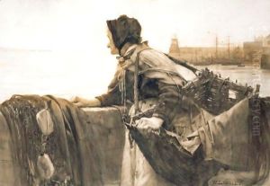 The Old Harbour Wall by Walter Langley