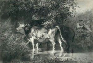 Kuhe Im Wasser, 1859 by Rudolf Koller