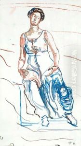 Sitzende Frau (Studie Zu Die Heilige Stunde) by Ferdinand Hodler