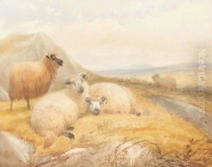A Group Of Mountain Sheep by Thomas Sidney Cooper