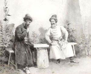 Two Cossacks by Konstantin Egorovich Egorovich Makovsky