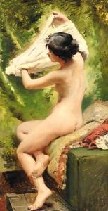Beauty Preparing To Bathe by Konstantin Egorovich Egorovich Makovsky
