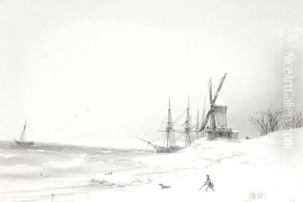 Coastal Scene With Windmill - view 1