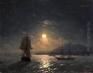 Shipping On A Moonlit Coast