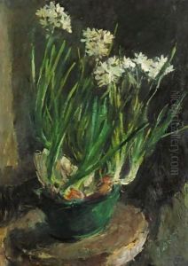 Flowers In A Green Pot by Alexander Evgenievich Yakovlev