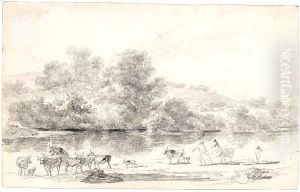 River Landscape With Herdsmen And Their Cattle by Nicolaes Berchem