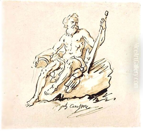 A River-God Seated On A Rock - view 1