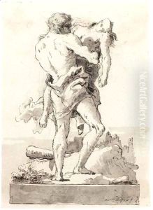 Hercules And Antaeus by Giovanni Domenico Tiepolo