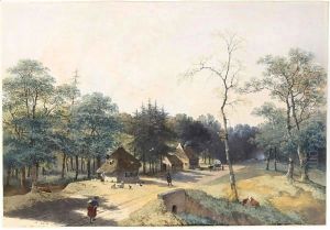 Farm Buildings By A Woodland Path by Joseph Augustus Knip