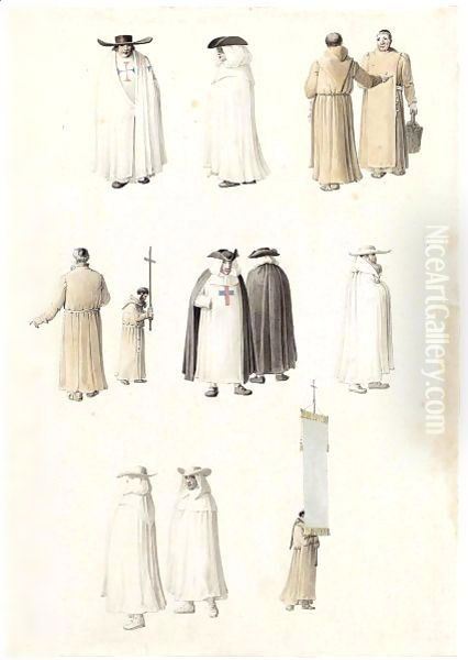 A Sheet Of Studies Of Monks And Clerics, Including Carthusians And Franciscans - view 1