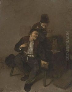 Two Peasants Drinking In An Inn by Cornelis (Pietersz.) Bega