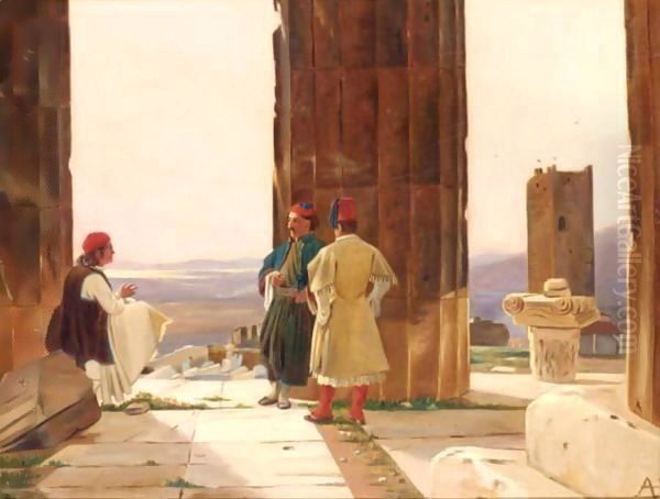 Figures Amongst Classical Ruins - view 1
