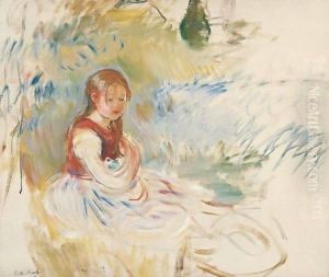 Petite Fille Assise Dans L'Herbe by Berthe Morisot
