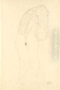 Nach Rechts Aufgestutzt Stehender Akt, Das Gesicht Durch Die Haare Verdeckt (Standing Nude With Her Face Covered By Her Long Hair) by Gustav Klimt