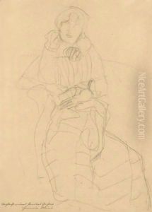 Seated Lady From The Front, Study For The Portrait Of Marie Henneberg by Gustav Klimt