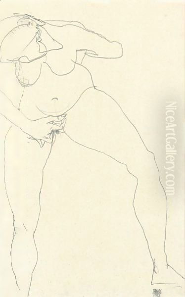 Stehende Frauenakt, Masturbierend (Standing Nude Woman, Masturbating) - view 1