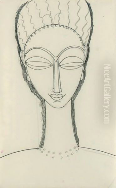 Tete De Face Avec Double Collier Et Boucles D'Oreilles - view 1