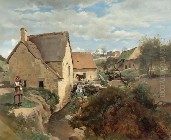 Chaumieres Et Moulins Au Bord DAun Torrent (Morvan Ou Auvergne) - view 1