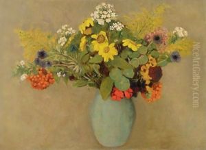 Fleurs Dans Un Vase Vert by Odilon Redon