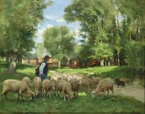 Un Berger Et Son Troupeau by Julien Dupre