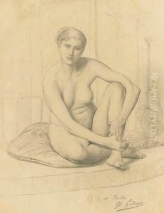 Study For Le Bain Des Femmes by Jean-Leon Gerome