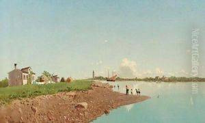 Village Life Outside Venice by Guglielmo Ciardi