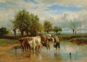 Les Porteurs D'Eau by Constant Troyon