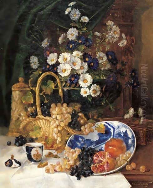 Floral Still Life With Grapes And Pomegrantes - view 1