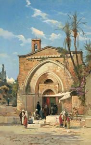 In The Courtyard by Hermann David Solomon Corrodi