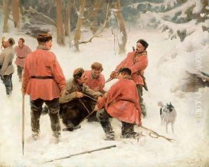 Bear Baiting by Klavdiy Vasilievich Lebedev