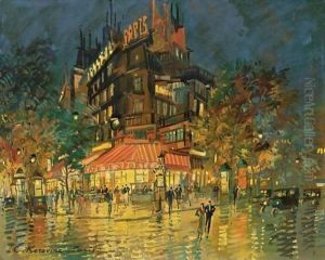 Cafe Des Sports, Paris by Konstantin Alexeievitch Korovin