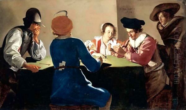 An Interior With Soldiers Cheating At Cards - view 1