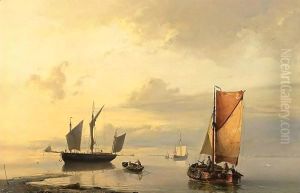 Shipping In A Calm 3 by Johannes Hermann Barend Koekkoek
