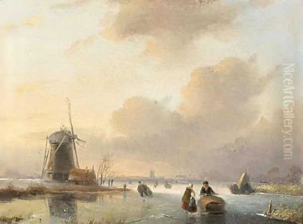 Skating Figures By A Windmill - view 1