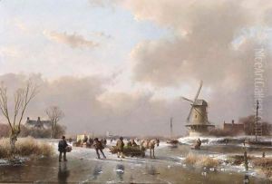 Skaters On A Frozen River Near A A'Koek En Zopie A'